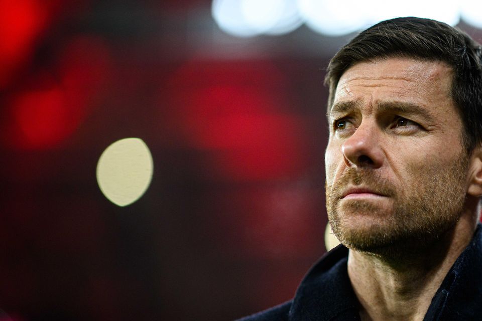 LEIPZIG, GERMANY - JANUARY 20: Headcoach Xabi Alonso of Leverkusen looks on prior the Bundesliga match between RB Leipzig and Bayer 04 Leverkusen at Red Bull Arena on January 20, 2024 in Leipzig, Germany. (Photo by JÃ¶rg SchÃ¼ler/Bayer 04 Leverkusen via Getty Images)