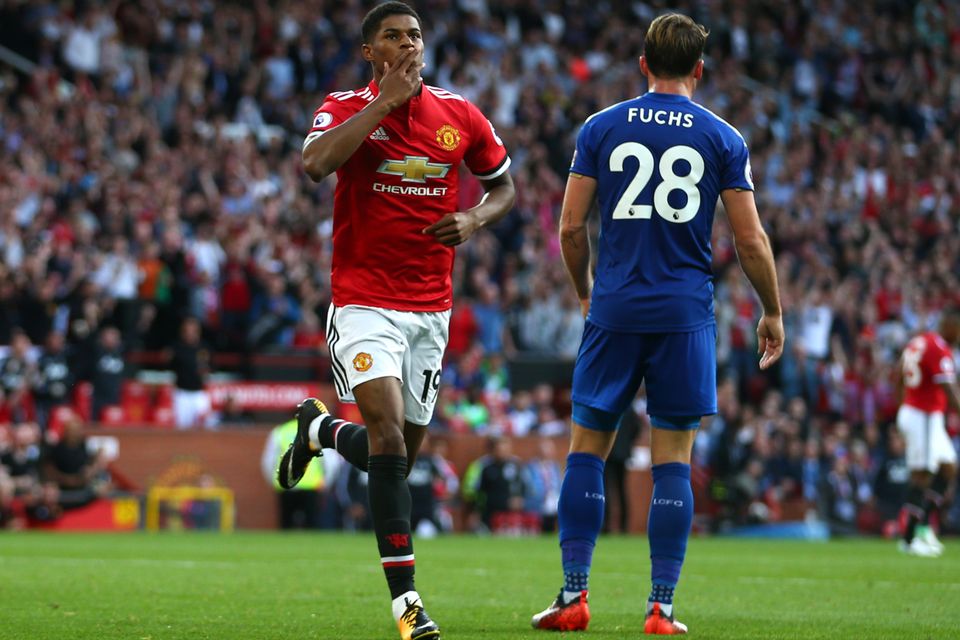 Marcus Rashford came off the bench to fire United ahead against Leicester
