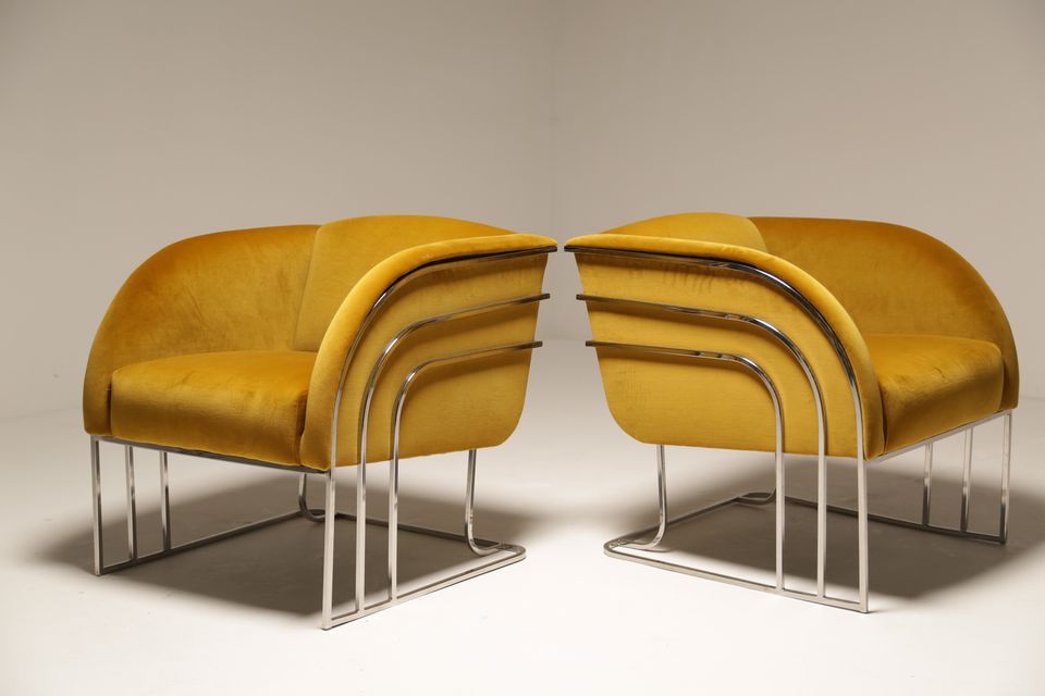 The Vintage Hub Art Deco Milo Baughman-style arm chairs