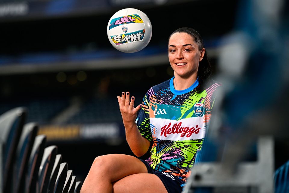 Dublin footballer Sinéad Goldrick at the launch of the 2024 Kellogg’s GAA Cúl Camps at Croke Park. For more information and to book now, visit www.gaa.ie/kelloggsculcamps.  Photo: Sam Barnes/Sportsfile